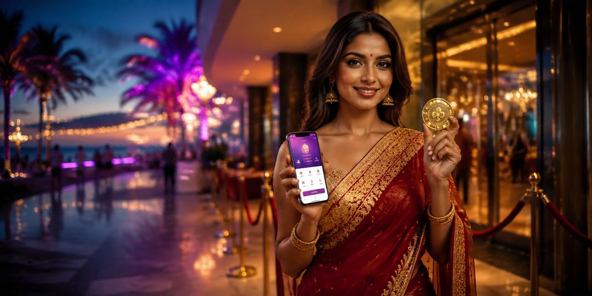 Mobile payment scene with traditional attire in Goa