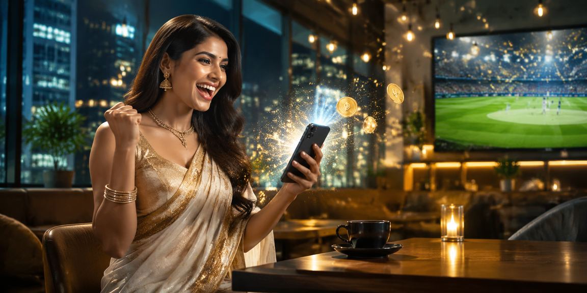 Indian woman playing traditional Andar Bahar near lottery kiosks